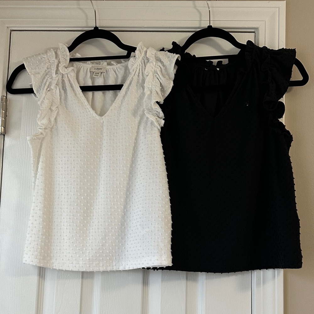 J. Crew Factory Black and White Ruffle Blouses